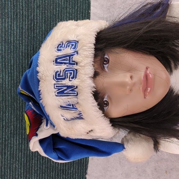 Kansas Jayhawks Santa Hat-Unisex Christmas Pom Pom Hat - Picture 3 of 6